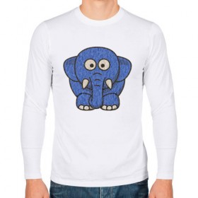 Мужской лонгслив хлопок с принтом Голубой слоник в Курске, 100% хлопок |  | животные | мамонт | маугли | персонаж | природа | слон | слоник