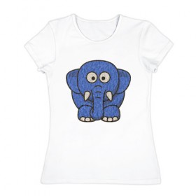 Женская футболка хлопок с принтом Голубой слоник в Курске, 100% хлопок | прямой крой, круглый вырез горловины, длина до линии бедер, слегка спущенное плечо | животные | мамонт | маугли | персонаж | природа | слон | слоник