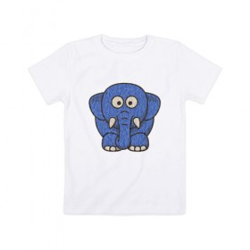Детская футболка хлопок с принтом Голубой слоник в Курске, 100% хлопок | круглый вырез горловины, полуприлегающий силуэт, длина до линии бедер | животные | мамонт | маугли | персонаж | природа | слон | слоник