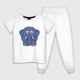 Детская пижама хлопок с принтом Голубой слоник в Курске, 100% хлопок |  брюки и футболка прямого кроя, без карманов, на брюках мягкая резинка на поясе и по низу штанин
 | Тематика изображения на принте: животные | мамонт | маугли | персонаж | природа | слон | слоник