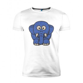Мужская футболка премиум с принтом Голубой слоник в Курске, 92% хлопок, 8% лайкра | приталенный силуэт, круглый вырез ворота, длина до линии бедра, короткий рукав | животные | мамонт | маугли | персонаж | природа | слон | слоник