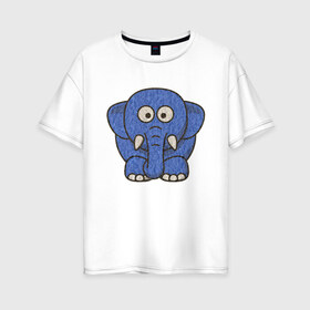 Женская футболка хлопок Oversize с принтом Голубой слоник в Курске, 100% хлопок | свободный крой, круглый ворот, спущенный рукав, длина до линии бедер
 | животные | мамонт | маугли | персонаж | природа | слон | слоник