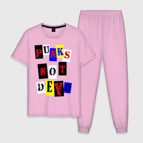 Мужская пижама хлопок с принтом Punks not dead в Курске, 100% хлопок | брюки и футболка прямого кроя, без карманов, на брюках мягкая резинка на поясе и по низу штанин
 | Тематика изображения на принте: punks | панки | хой
