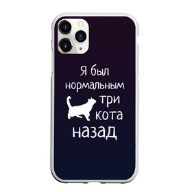 Чехол для iPhone 11 Pro Max матовый с принтом Я был в норме три кота назад в Курске, Силикон |  | Тематика изображения на принте: cats | normal | жизненно | жизнь | котики | коты | котэ | кошатник | кошатница | кошка | кошки | нормальный