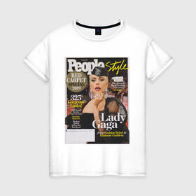 Женская футболка хлопок с принтом Lady GAGA в Курске, 100% хлопок | прямой крой, круглый вырез горловины, длина до линии бедер, слегка спущенное плечо | lady gaga | знаменитости | леди гага | музыка | поп