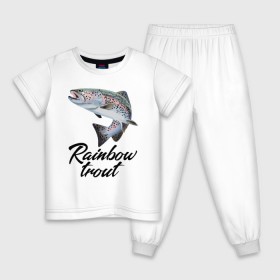 Детская пижама хлопок с принтом Радужная форель в Курске, 100% хлопок |  брюки и футболка прямого кроя, без карманов, на брюках мягкая резинка на поясе и по низу штанин
 | 