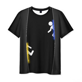 Мужская футболка 3D с принтом Portal в Курске, 100% полиэфир | прямой крой, круглый вырез горловины, длина до линии бедер | half life | головоломка | портал | телепорт