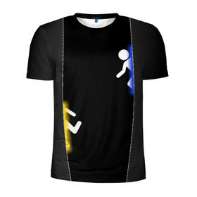 Мужская футболка 3D спортивная с принтом Portal в Курске, 100% полиэстер с улучшенными характеристиками | приталенный силуэт, круглая горловина, широкие плечи, сужается к линии бедра | half life | головоломка | портал | телепорт