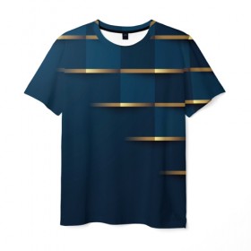 Мужская футболка 3D с принтом Абстракция в Курске, 100% полиэфир | прямой крой, круглый вырез горловины, длина до линии бедер | абстракция | золото | золотые вставки | квадраты | кубики | кубы | линии | текстура