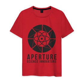 Мужская футболка хлопок с принтом APERTURE lab. в Курске, 100% хлопок | прямой крой, круглый вырез горловины, длина до линии бедер, слегка спущенное плечо. | aperture | aperture science innovators | game | portal | portal 2