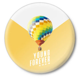 Значок с принтом BTS Young Forever в Курске,  металл | круглая форма, металлическая застежка в виде булавки | balloon | bangtan boys | beyond the scene | boyband | boys | bts | chin | chonguk | edm | emblem | hip hop | jimin | jj hope | k pop | logo | rb | rm | shuga | south korean | wee | бойбенд | ви | воздушный шар | джей хоуп | логотип | мальчики | сюга