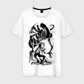 Мужская футболка хлопок с принтом Элен Рипли в Курске, 100% хлопок | прямой крой, круглый вырез горловины, длина до линии бедер, слегка спущенное плечо. | alien | анимэ | ксеноморф | манга | рипли | чужие | чужой | эскиз