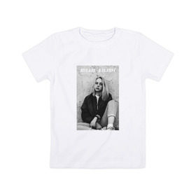 Детская футболка хлопок с принтом Билли Айлиш в Курске, 100% хлопок | круглый вырез горловины, полуприлегающий силуэт, длина до линии бедер | billie eilish | билли айлиш | лицо | текст