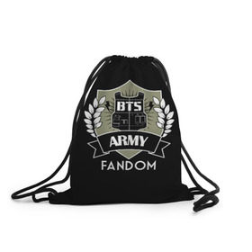 Рюкзак-мешок 3D с принтом BTS Army Fandom в Курске, 100% полиэстер | плотность ткани — 200 г/м2, размер — 35 х 45 см; лямки — толстые шнурки, застежка на шнуровке, без карманов и подкладки | army | bangtan boys | beyond the scene | boys | bts | chin | edm | emblem | fandom | fans | hieroglyphs | hip hop | jimin | k pop | logo | rainbow | rb | rm | south korean | армия | бойбенд | ви | джей хоуп | иероглифы | логотип | мальчики | радуга 