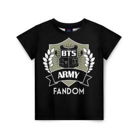 Детская футболка 3D с принтом BTS Army Fandom в Курске, 100% гипоаллергенный полиэфир | прямой крой, круглый вырез горловины, длина до линии бедер, чуть спущенное плечо, ткань немного тянется | army | bangtan boys | beyond the scene | boys | bts | chin | edm | emblem | fandom | fans | hieroglyphs | hip hop | jimin | k pop | logo | rainbow | rb | rm | south korean | армия | бойбенд | ви | джей хоуп | иероглифы | логотип | мальчики | радуга 