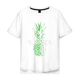 Мужская футболка хлопок Oversize с принтом Crazy Summer в Курске, 100% хлопок | свободный крой, круглый ворот, “спинка” длиннее передней части | crazy | summer | абстракция | ананас | летняя | лето | фрукт