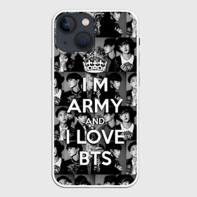 Чехол для iPhone 13 mini с принтом I am army and I lover BTS в Курске,  |  | bangtan boys | beyond the scene | boyband | boys | bts | chin | chonguk | collage | crown | edm | flowers | hip hop | jimin | jj hope | k pop | photo | r  b | rm | south korean | suga | wee | бойбенд | ви | джей хоуп | коллаж | корона | мальчики | с