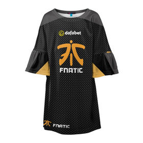 Детское платье 3D с принтом cs:go (Fnatic) в Курске, 100% полиэстер | прямой силуэт, чуть расширенный к низу. Круглая горловина, на рукавах — воланы | cs:go