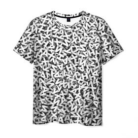 Мужская футболка 3D с принтом буквы ЙУХАН в Курске, 100% полиэфир | прямой крой, круглый вырез горловины, длина до линии бедер | алфавит | белый | буквы | паттрен | слово | узор