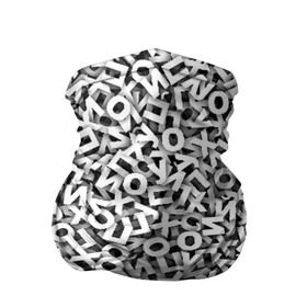 Бандана-труба 3D с принтом буквы ЙУХОП в Курске, 100% полиэстер, ткань с особыми свойствами — Activecool | плотность 150‒180 г/м2; хорошо тянется, но сохраняет форму | Тематика изображения на принте: алфавит | белый | буквы | паттрен | слово | узор