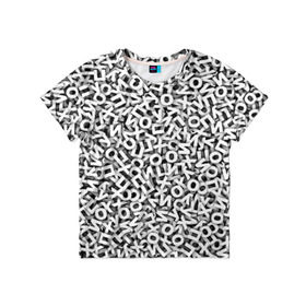 Детская футболка 3D с принтом буквы ЙУХОП в Курске, 100% гипоаллергенный полиэфир | прямой крой, круглый вырез горловины, длина до линии бедер, чуть спущенное плечо, ткань немного тянется | алфавит | белый | буквы | паттрен | слово | узор
