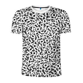 Мужская футболка 3D спортивная с принтом буквы ЙУХОП в Курске, 100% полиэстер с улучшенными характеристиками | приталенный силуэт, круглая горловина, широкие плечи, сужается к линии бедра | алфавит | белый | буквы | паттрен | слово | узор