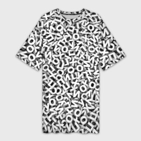 Платье-футболка 3D с принтом буквы ЙУХОП в Курске,  |  | алфавит | белый | буквы | паттрен | слово | узор