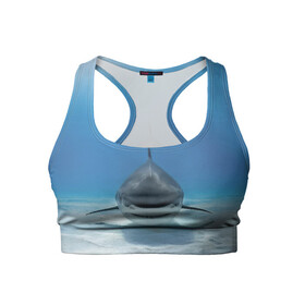 Женский спортивный топ 3D с принтом Анфас в Курске, 82% полиэстер, 18% спандекс Ткань безопасна для здоровья, позволяет коже дышать, не мнется и не растягивается |  | bottom | fin | full face | jaw | ocean | sand | shark | water | акула | анфас | вода | дно | океан | песок | плавник