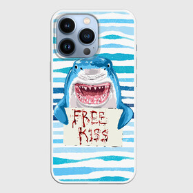 Чехол для iPhone 13 Pro с принтом Free Kiss в Курске,  |  | free kiss | акула | бесплатные поцелуи | вода | кровь | море | объявление | острые зубы | поцелуй | рыба | табличка | хищник