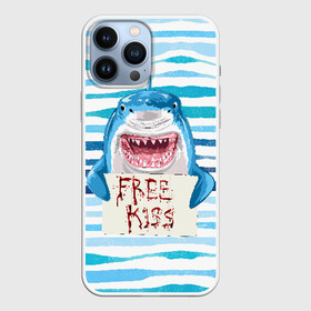 Чехол для iPhone 13 Pro Max с принтом Free Kiss в Курске,  |  | free kiss | акула | бесплатные поцелуи | вода | кровь | море | объявление | острые зубы | поцелуй | рыба | табличка | хищник