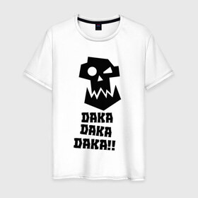 Мужская футболка хлопок с принтом DAKA DAKA!! в Курске, 100% хлопок | прямой крой, круглый вырез горловины, длина до линии бедер, слегка спущенное плечо. | 40000 | 40k | daka | game | ork | orks | warhammer | warhammer 40k | wh40k | игра | орки