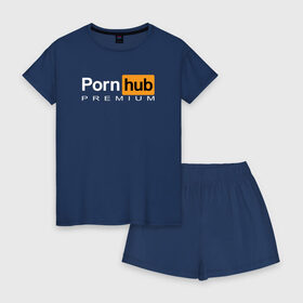 Женская пижама с шортиками хлопок с принтом PornHub Premium в Курске, 100% хлопок | футболка прямого кроя, шорты свободные с широкой мягкой резинкой | 