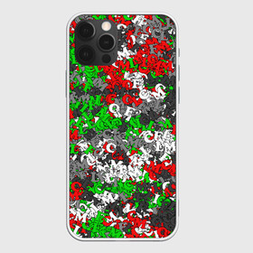 Чехол для iPhone 12 Pro с принтом Камуфляж с буквами FCLM в Курске, силикон | область печати: задняя сторона чехла, без боковых панелей | зеленый | клуб | красно зеленый | красный | локо | локомотив | москва | паттерн