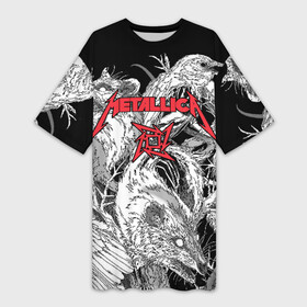 Платье-футболка 3D с принтом Metallica в Курске,  |  | american | angry | emblem | james hetfield | kirk hammett | la | live | logo | metal band | metallica | rats | ravens | zombies | американская | вороны | джеймс хетфилд | живые | злые | зомби | кирк хэмметт | крысы | ларс ульрих | логотип | мета