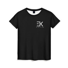 Женская футболка 3D с принтом ЕГОР КРИД (НА СПИНЕ) в Курске, 100% полиэфир ( синтетическое хлопкоподобное полотно) | прямой крой, круглый вырез горловины, длина до линии бедер | ek | ek team | family | kreed | егор булаткин | егор крид | ек | крид