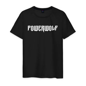 Мужская футболка хлопок с принтом POWERWOLF в Курске, 100% хлопок | прямой крой, круглый вырез горловины, длина до линии бедер, слегка спущенное плечо. | Тематика изображения на принте: powerwolf | wolf