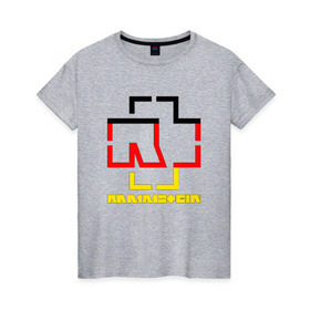 Женская футболка хлопок с принтом RAMMSTEIN в Курске, 100% хлопок | прямой крой, круглый вырез горловины, длина до линии бедер, слегка спущенное плечо | rammstein | рамштайн