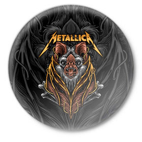 Значок с принтом Metallica в Курске,  металл | круглая форма, металлическая застежка в виде булавки | american | bat | bones | emblem | fangs | james hetfield | kirk hammett | metal band | metallica | mouse | music | rock | vampire | американская | вампир | джеймс хетфилд | кирк хэмметт | клыки | кости | ларс ульрих | летучая | метал группа | мет