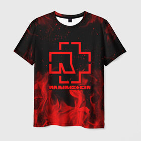 Мужская футболка 3D с принтом RAMMSTEIN в Курске, 100% полиэфир | прямой крой, круглый вырез горловины, длина до линии бедер | fire | flake | rammstein | smoke | дым | огонь | пламя | пожар | рамштайн