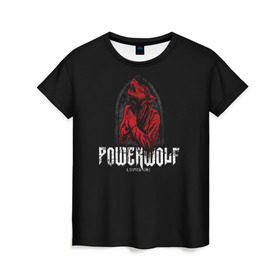 Женская футболка 3D с принтом Powerwolf в Курске, 100% полиэфир ( синтетическое хлопкоподобное полотно) | прямой крой, круглый вырез горловины, длина до линии бедер | powerwolf | метал | повервольф | повервульф | рок
