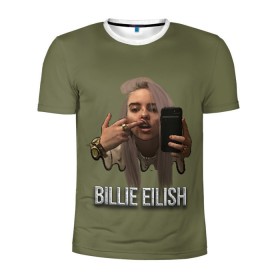 Мужская футболка 3D спортивная с принтом BILLIE EILISH в Курске, 100% полиэстер с улучшенными характеристиками | приталенный силуэт, круглая горловина, широкие плечи, сужается к линии бедра | Тематика изображения на принте: ayelish | bad guy | bellyache | bilie eilish | bilie elish | billie | billie eilish | eilish | electronic | elish | music | били айлиш | билли айлиш | эйлиш | элиш