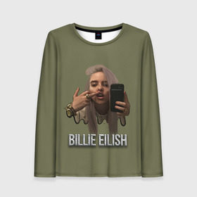 Женский лонгслив 3D с принтом BILLIE EILISH в Курске, 100% полиэстер | длинные рукава, круглый вырез горловины, полуприлегающий силуэт | ayelish | bad guy | bellyache | bilie eilish | bilie elish | billie | billie eilish | eilish | electronic | elish | music | били айлиш | билли айлиш | эйлиш | элиш