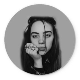 Коврик для мышки круглый с принтом BILLIE EILISH в Курске, резина и полиэстер | круглая форма, изображение наносится на всю лицевую часть | Тематика изображения на принте: ayelish | bad guy | bellyache | bilie eilish | bilie elish | billie | billie eilish | eilish | electronic | elish | music | били айлиш | билли айлиш | эйлиш | элиш