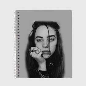 Тетрадь с принтом BILLIE EILISH в Курске, 100% бумага | 48 листов, плотность листов — 60 г/м2, плотность картонной обложки — 250 г/м2. Листы скреплены сбоку удобной пружинной спиралью. Уголки страниц и обложки скругленные. Цвет линий — светло-серый
 | ayelish | bad guy | bellyache | bilie eilish | bilie elish | billie | billie eilish | eilish | electronic | elish | music | били айлиш | билли айлиш | эйлиш | элиш