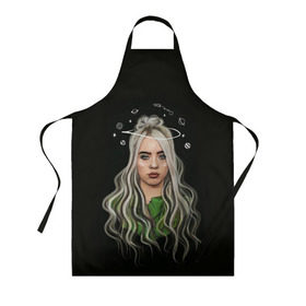 Фартук 3D с принтом BILLIE EILISH в Курске, 100% полиэстер | общий размер — 65 х 85 см, ширина нагрудника — 26 см, горловина — 53 см, длина завязок — 54 см, общий обхват в поясе — 173 см. Принт на завязках и на горловине наносится с двух сторон, на основной части фартука — только с внешней стороны | ayelish | bad guy | bellyache | bilie eilish | bilie elish | billie | billie eilish | eilish | electronic | elish | music | били айлиш | билли айлиш | эйлиш | элиш