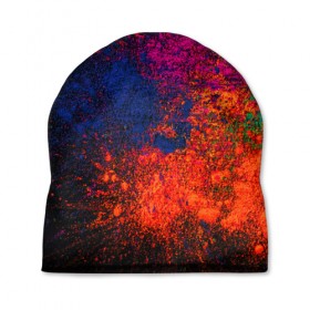 Шапка 3D с принтом Брызги краски в Курске, 100% полиэстер | универсальный размер, печать по всей поверхности изделия | брызги | брызги красок | краска | красочные | пятна | пятна краски | цветные | яркие