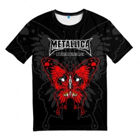 Мужская футболка 3D с принтом Metallica в Курске, 100% полиэфир | прямой крой, круглый вырез горловины, длина до линии бедер | Тематика изображения на принте: american | butterfly | devil | fangs | james hetfield | kirk hammett | metal band | metallica | music | mystic | red | rock | skull | vampire | американская | бабочка | вампир | джеймс хетфилд | дьявол | кирк хэмметт | клыки | красная | ларс ульрих | мета