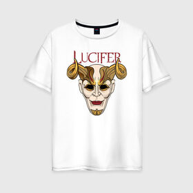 Женская футболка хлопок Oversize с принтом Masquerade в Курске, 100% хлопок | свободный крой, круглый ворот, спущенный рукав, длина до линии бедер
 | lucifer | дьявол | маскарад | монстр | рогатый | хэллоуин