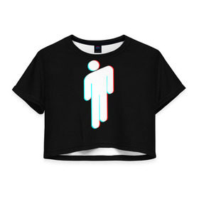 Женская футболка Cropp-top с принтом BILLIE EILISH в Курске, 100% полиэстер | круглая горловина, длина футболки до линии талии, рукава с отворотами | be | billie | billie eilish | glitch | билли | билли айлиш | глитч