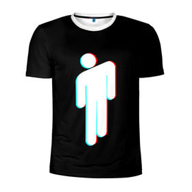 Мужская футболка 3D спортивная с принтом BILLIE EILISH в Курске, 100% полиэстер с улучшенными характеристиками | приталенный силуэт, круглая горловина, широкие плечи, сужается к линии бедра | be | billie | billie eilish | glitch | билли | билли айлиш | глитч
